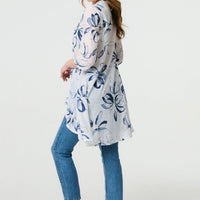 Floral High Low Relaxed Semi Sheer Blouse