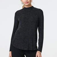Sparkle Knit Long Sleeve High Neck Top