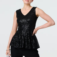 Sparkly Sequin Sleeveless Peplum Top