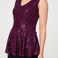 Sparkly Sequin Sleeveless Peplum Top