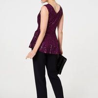 Sparkly Sequin Sleeveless Peplum Top