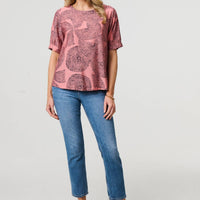 Abstract 1/2 Sleeve Relaxed Top