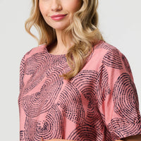 Abstract 1/2 Sleeve Relaxed Top