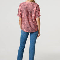 Abstract 1/2 Sleeve Relaxed Top