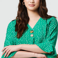Ditsy Floral 3/4 Flare Sleeve Blouse