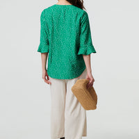 Ditsy Floral 3/4 Flare Sleeve Blouse