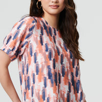Printed 1/2 Turn-Up Sleeve Blouse
