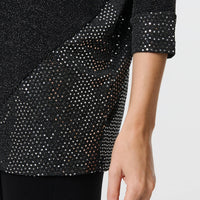 Glittery Metallic Trim 3/4 Sleeve Tunic