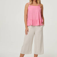 Frill Hem Sleeveless Wide Strap Top