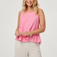 Frill Hem Sleeveless Wide Strap Top