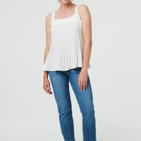 Frill Hem Sleeveless Wide Strap Top