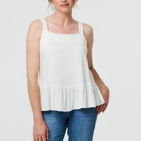 Frill Hem Sleeveless Wide Strap Top