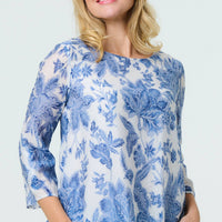 Floral 3/4 Sleeve Layered High Low Tunic
