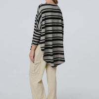 Striped Asymmetric Long Sleeve Tunic Top