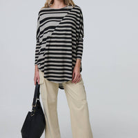 Striped Asymmetric Long Sleeve Tunic Top