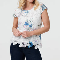 Floral Lace Layered Frilled Blouse Top
