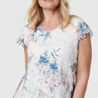 Floral Lace Layered Frilled Blouse Top