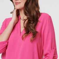 3/4 Turn Up Sleeve Relaxed Blouse