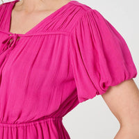 Ruched Short Puff Sleeve Peplum Blouse