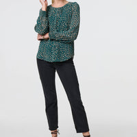 Animal Print Semi Sheer Blouse