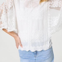 Embroidered 3/4 Sleeve Blouse