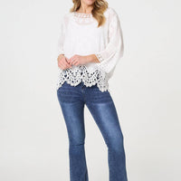 Lace Trim Sheer Layered Blouse