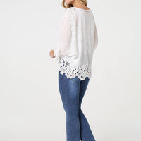 Lace Trim Sheer Layered Blouse