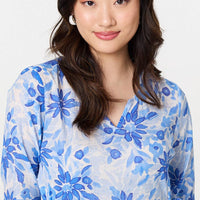 Floral 3/4 Sleeve Tie Detail Blouse