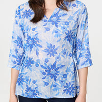Floral 3/4 Sleeve Tie Detail Blouse