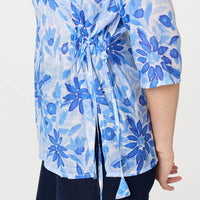 Floral 3/4 Sleeve Tie Detail Blouse