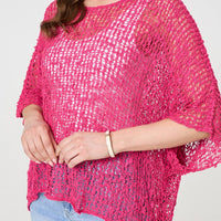 Crochet Knit Texture Batwing Sleeve Top