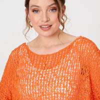 Crochet Knit Texture Batwing Sleeve Top