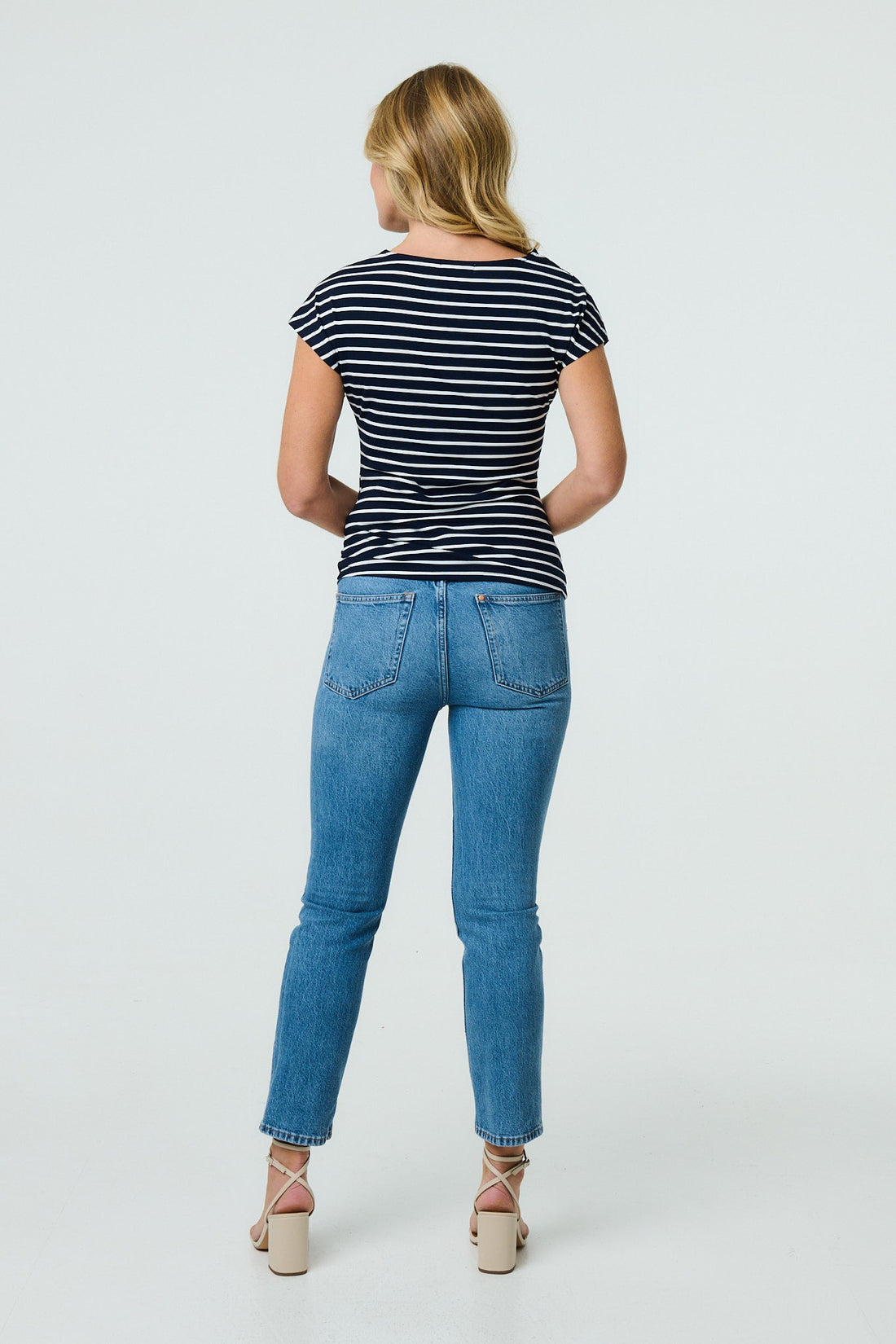 Striped Asymmetric Short Sleeve Top