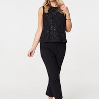 Sequin Embellished Sleeveless Top