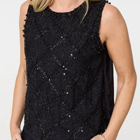 Sequin Embellished Sleeveless Top