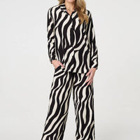Zebra Print Long Sleeve Relaxed Shirt