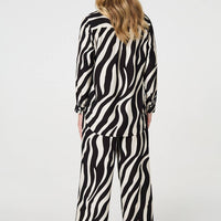 Zebra Print Long Sleeve Relaxed Shirt