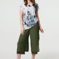 Butterfly Print Short Sleeve Relaxed Tunic