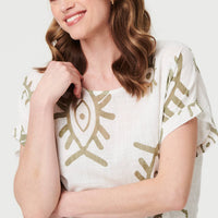 Printed Short Sleeve Relaxed Blouse