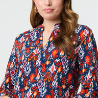 Printed Relaxed 3/4 Sleeve Blouse Top