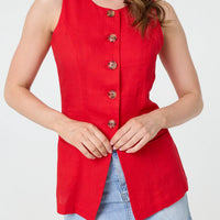 Sleeveless Button Front Waistcoat Top