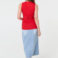 Sleeveless Button Front Waistcoat Top