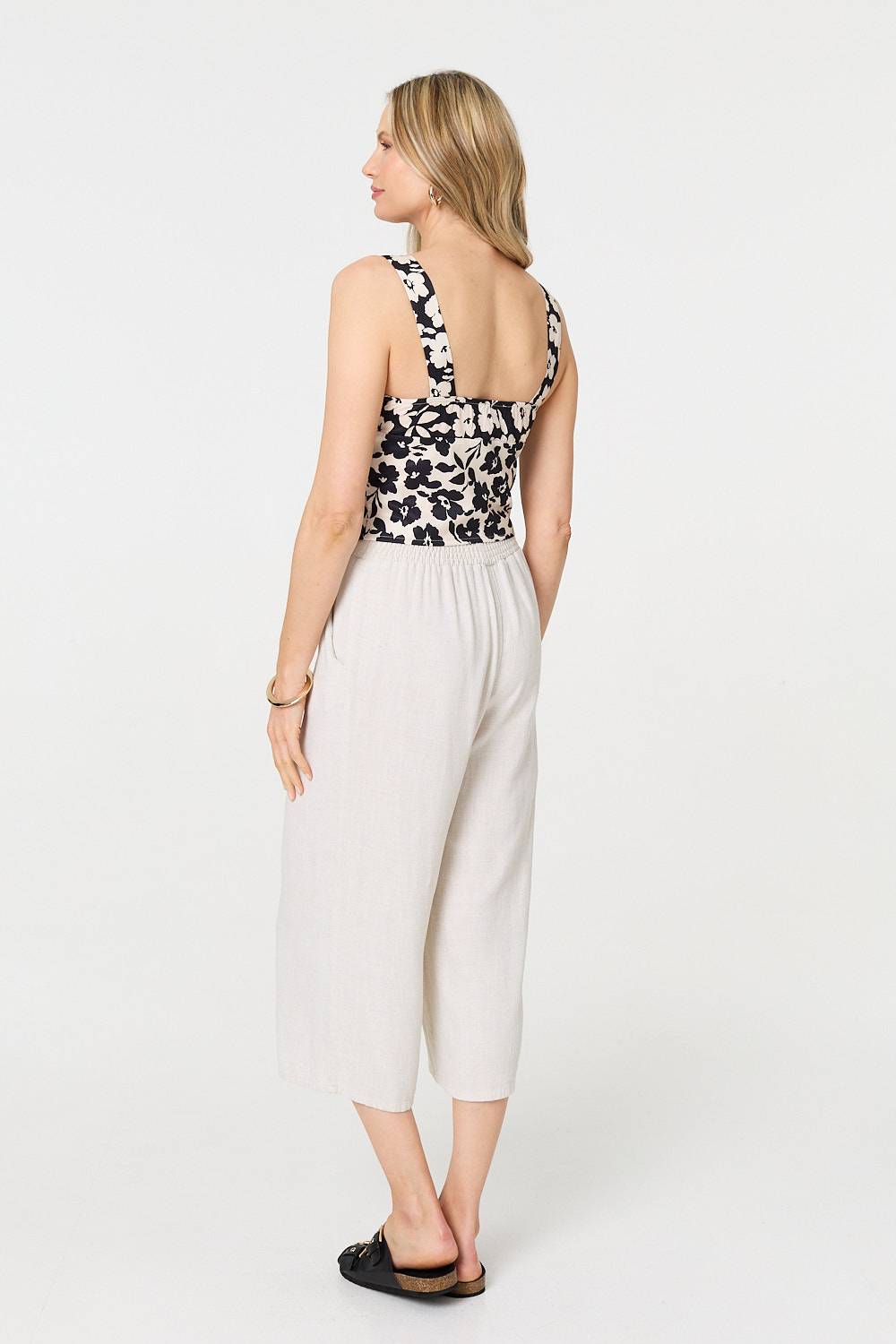 Floral Sleeveless Split Front Crop Top