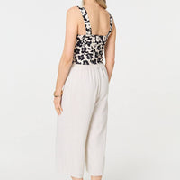 Floral Sleeveless Split Front Crop Top