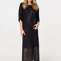 Metallic 3/4 Batwing Sleeve Top