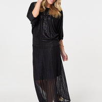 Metallic 3/4 Batwing Sleeve Top