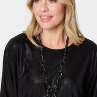 Metallic 3/4 Batwing Sleeve Top