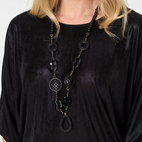 Metallic 3/4 Batwing Sleeve Top