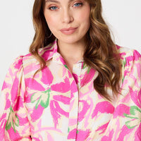 Floral Puff Sleeve Collared Shirt