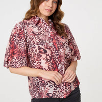 Animal Print Puff Sleeve Shirt